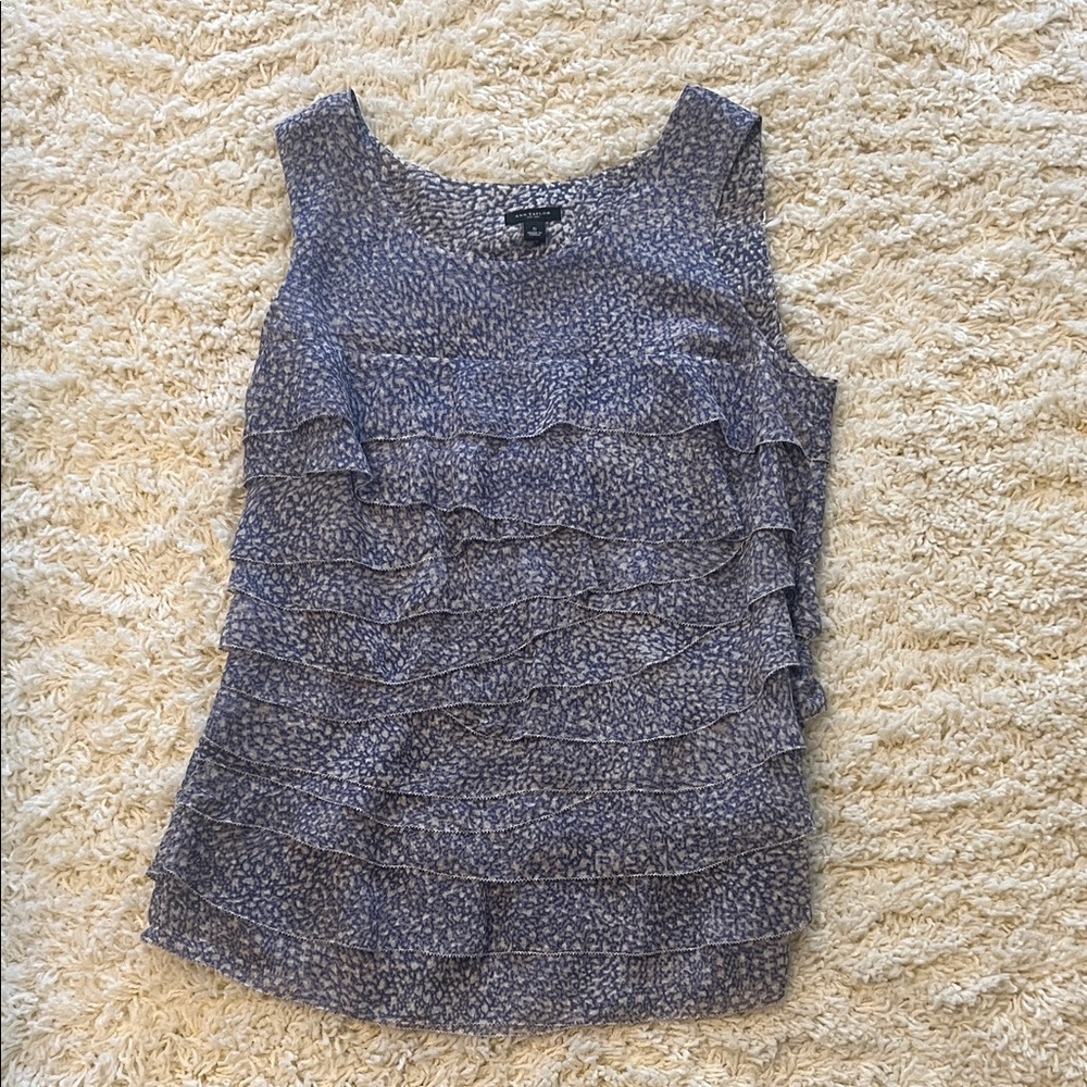 Ann Taylor Layered Ruffle Blouse - Blue Gray